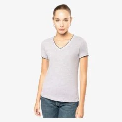 KARIBAN K394 - T-shirt Maille Piquée Col V Femme