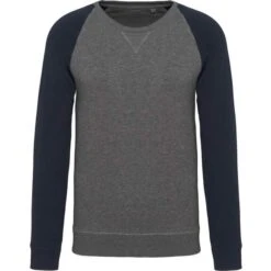 KARIBAN K491 - Sweat-shirt BIO Bicolore Col Rond Manches Raglan Homme -Karioact Boutique aHR0cDovL21lZGlhMi5kZXNpZ25wYXJ0bmVyLmZyL2MvcC8xNDU1OC8xNDU1OC0xNjYwMS0xLmpwZw