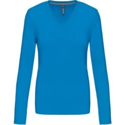 KARIBAN K382 - T-shirt Col V Manches Longues Femme -Karioact Boutique aHR0cDovL21lZGlhMi5kZXNpZ25wYXJ0bmVyLmZyL2MvcC8zNjMyLzM2MzItMTM4My0xLmpwZw